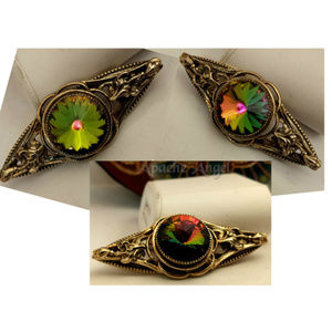 Rare Peacock Rivoli Swarovski Brooch